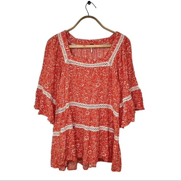 Free People Boho Peasant Flowy Floral Top - Picture 1 of 6